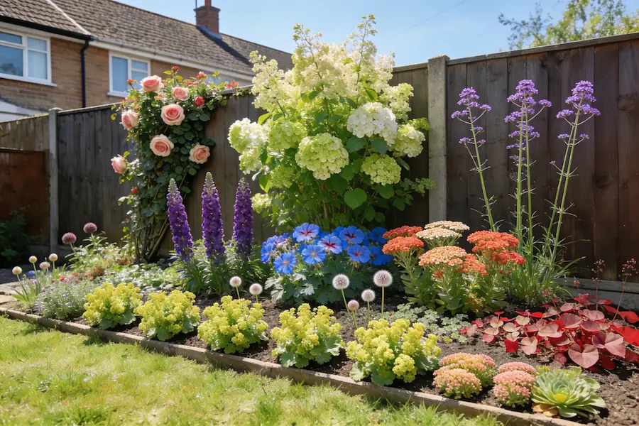 how to layer plants in a border in UK garden